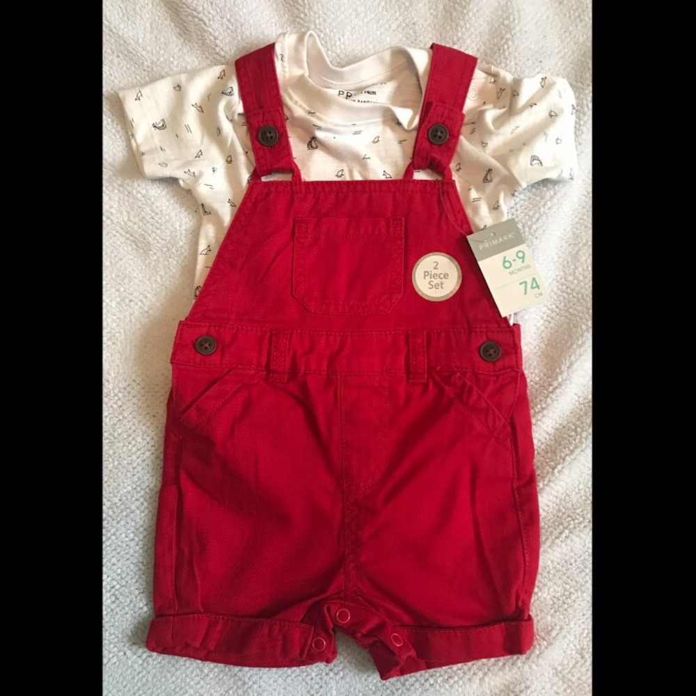 Baby Boys T-Shirt Top and Short Overall Outfit
